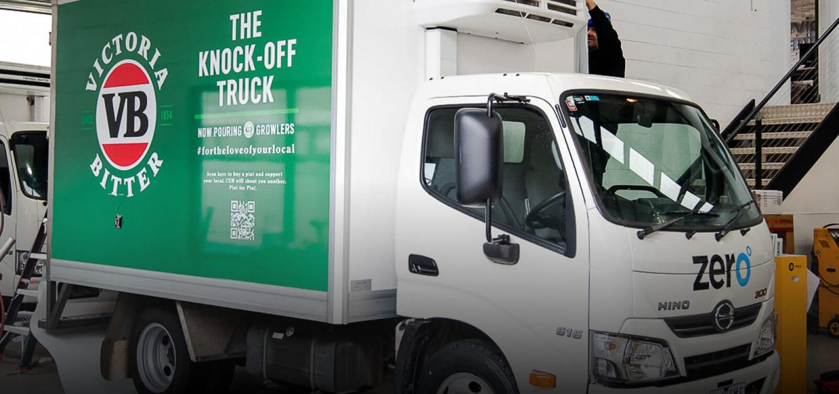 fridge van with a green cover