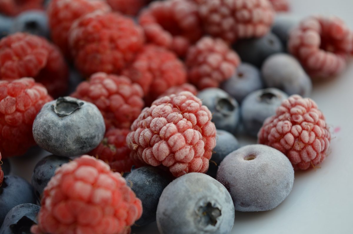 raspberries and blueberries